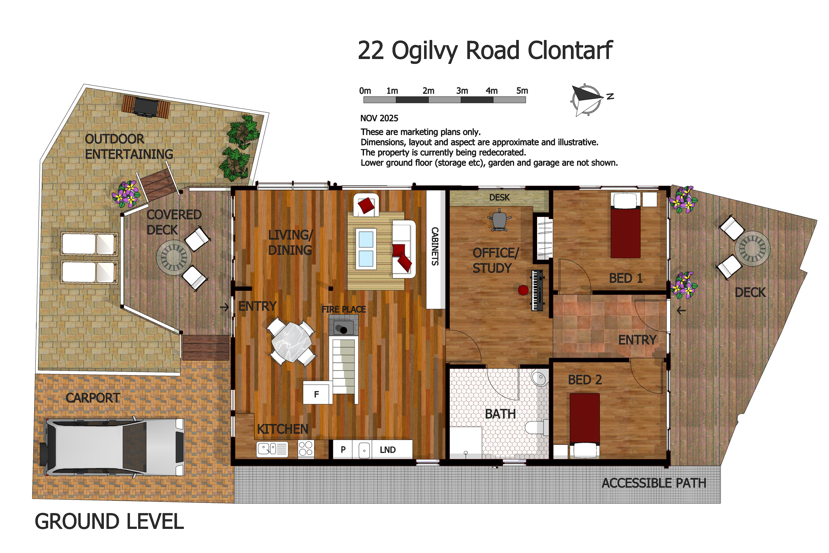 Floor plan of Clontarf House at 22 Ogilvy Road Clontarf - accessible accommodation layout